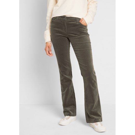 Spodnie sztruksowe ze stretchem Bootcut ze sklepu bonprix w kategorii Spodnie damskie - zdjęcie 170596175