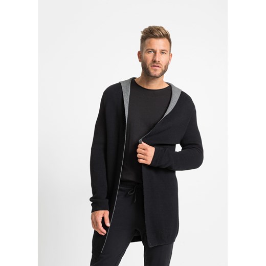 Sweter bez zapięcia z kapturem ze sklepu bonprix w kategorii Swetry męskie - zdjęcie 170596325