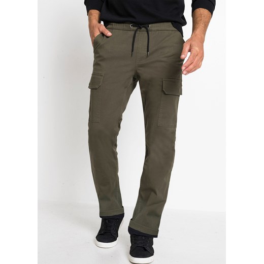 Spodnie ocieplane z gumką w talii Regular Fit Straight ze sklepu bonprix w kategorii Spodnie męskie - zdjęcie 170596345