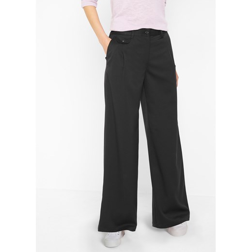 Spodnie Marlena high-waist z wygodnym paskiem z zakładkami ze sklepu bonprix w kategorii Spodnie damskie - zdjęcie 170596426