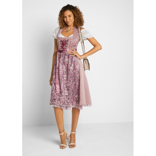 Sukienka w ludowym stylu w żakardowy deseń, z haftowanym fartuchem (2 części) ze sklepu bonprix w kategorii Sukienki - zdjęcie 170598236