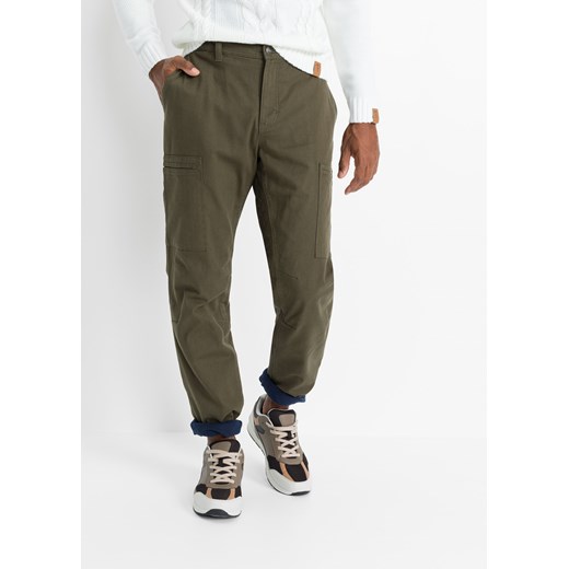 Spodnie ocieplane bojówki ze stretchem, Regular Fit Straight ze sklepu bonprix w kategorii Spodnie męskie - zdjęcie 170598656