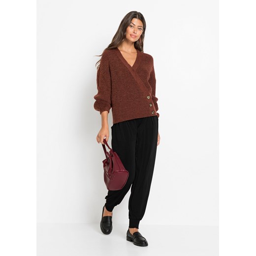 Sweter rozpinany z założeniem kopertowym 36/38 okazja bonprix