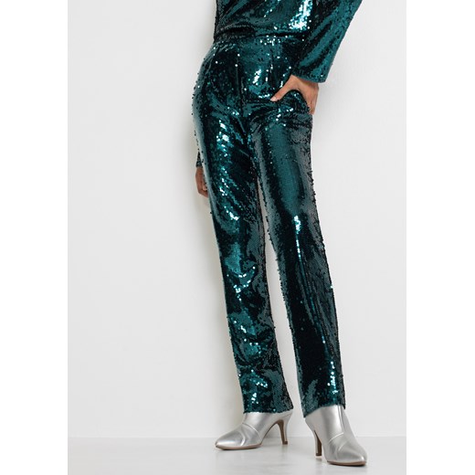 Spodnie z cekinami ze sklepu bonprix w kategorii Spodnie damskie - zdjęcie 170599356