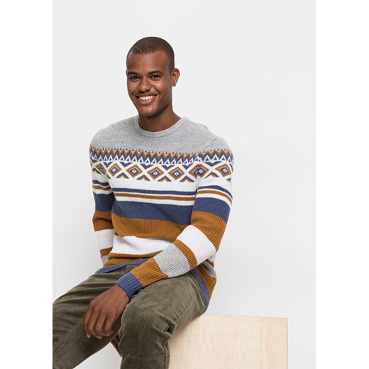 Sweter w norweski wzór ze sklepu bonprix w kategorii Swetry męskie - zdjęcie 170599675