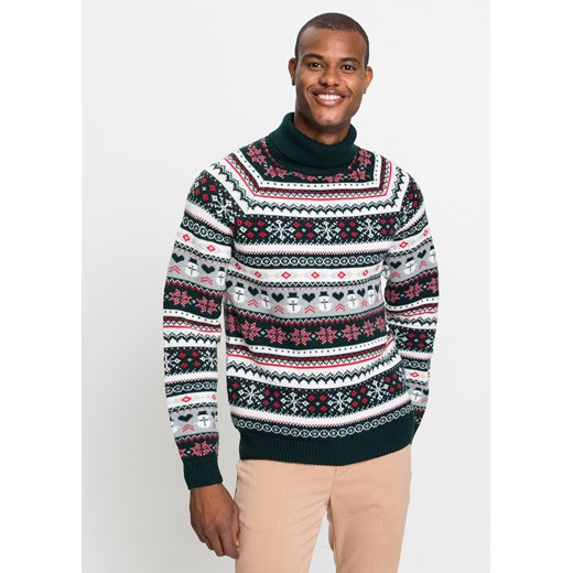Sweter z golfem w norweski wzór ze sklepu bonprix w kategorii Swetry męskie - zdjęcie 170599697
