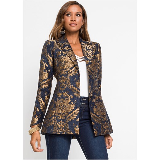 Krótki płaszcz w złoty żakardowy deseń ze sklepu bonprix w kategorii Kurtki damskie - zdjęcie 170599807