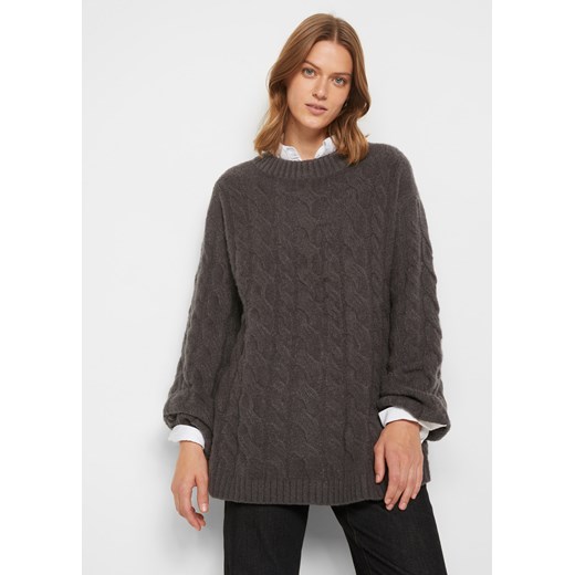 Sweter oversize ze wzorem w warkocze ze sklepu bonprix w kategorii Swetry damskie - zdjęcie 170599846