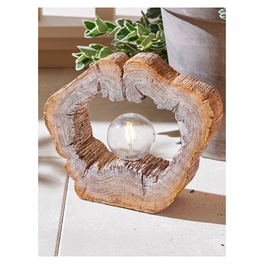 Lampka solarna LED w kształcie drewnianego krążka One Size bonprix