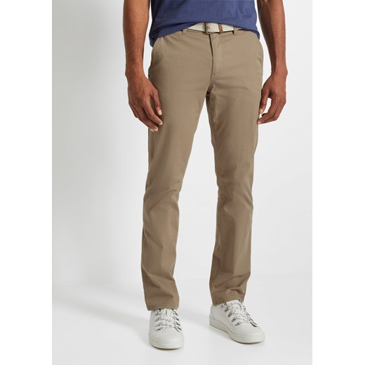 Spodnie chino ze stretchem, w wygodnym fasonie z paskiem, Regular Fit Straight ze sklepu bonprix w kategorii Spodnie męskie - zdjęcie 170601869