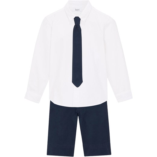 Koszula chłopięca + krótkie spodnie + krawat (3 części) ze sklepu bonprix w kategorii Marynarki i garnitury chłopięce - zdjęcie 170602439