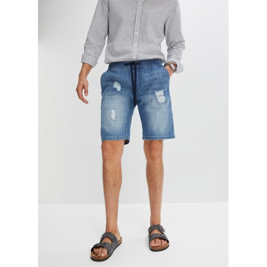 Bermudy dżinsowe z elastycznym paskiem, Regular Fit ze sklepu bonprix w kategorii Jeansy męskie - zdjęcie 170602717