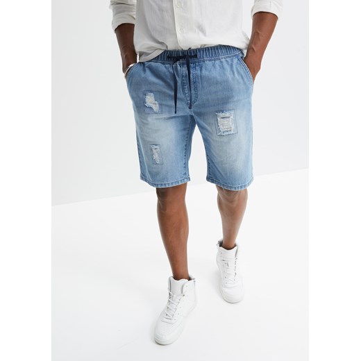 Bermudy dżinsowe z elastycznym paskiem, Regular Fit ze sklepu bonprix w kategorii Spodenki męskie - zdjęcie 170602726