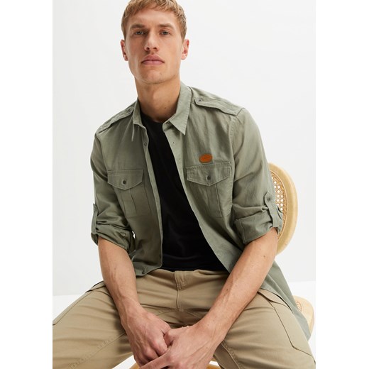 Koszula z długim rękawem, z wygodnego materiału - lnu z bawełną ze sklepu bonprix w kategorii Koszule męskie - zdjęcie 170603349