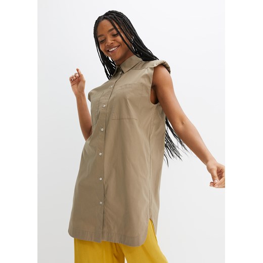 Długa bluzka z poduszkami w ramionach ze sklepu bonprix w kategorii Koszule damskie - zdjęcie 170603776