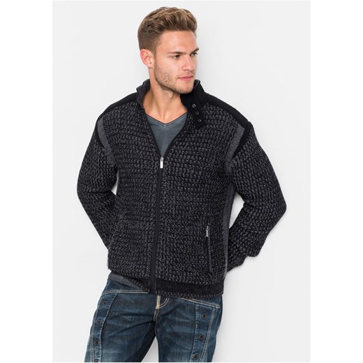 Sweter rozpinany w strukturalny wzór ze sklepu bonprix w kategorii Swetry męskie - zdjęcie 170604406