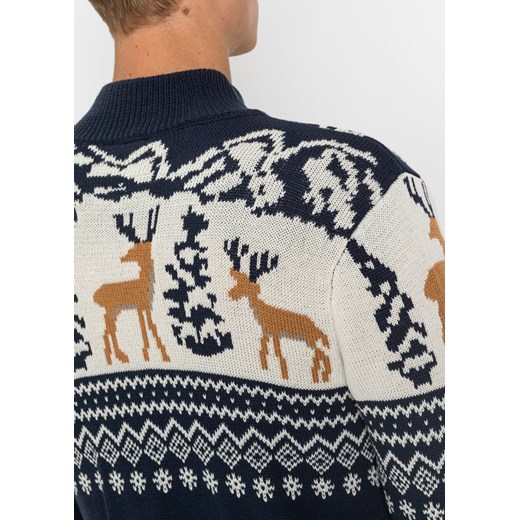 Sweter rozpinany w norweski wzór 60/62 (XXL) bonprix