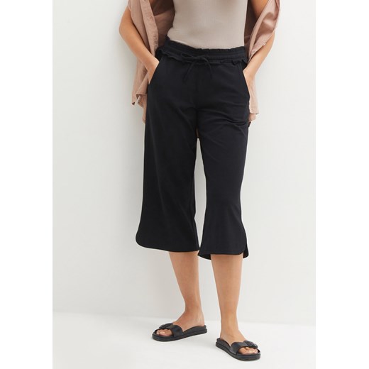 Szerokie spodnie culotte z dżerseju z wygodnym paskiem, dł. 3/4 ze sklepu bonprix w kategorii Spodnie damskie - zdjęcie 170604445