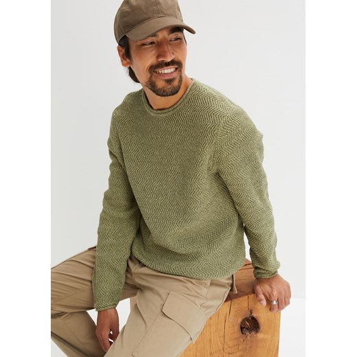 Sweter z bawełny z recyklingu ze sklepu bonprix w kategorii Swetry męskie - zdjęcie 170604547