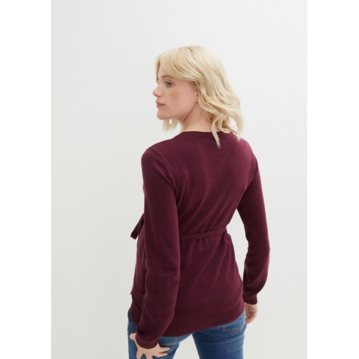 Sweter ciążowy z 100% bawełny, z wiązanym paskiem ze sklepu bonprix w kategorii Swetry ciążowe - zdjęcie 170605177