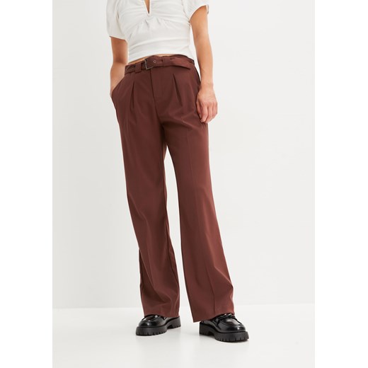 Spodnie z zakładkami poniżej talii ze sklepu bonprix w kategorii Spodnie damskie - zdjęcie 170605297