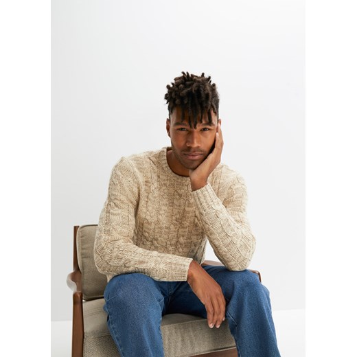 Sweter w warkocze ze sklepu bonprix w kategorii Swetry męskie - zdjęcie 170605535