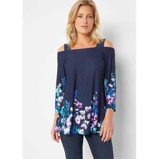 Shirt cold-shoulder, z kwiatowym nadrukiem ze sklepu bonprix w kategorii Bluzki damskie - zdjęcie 170605658