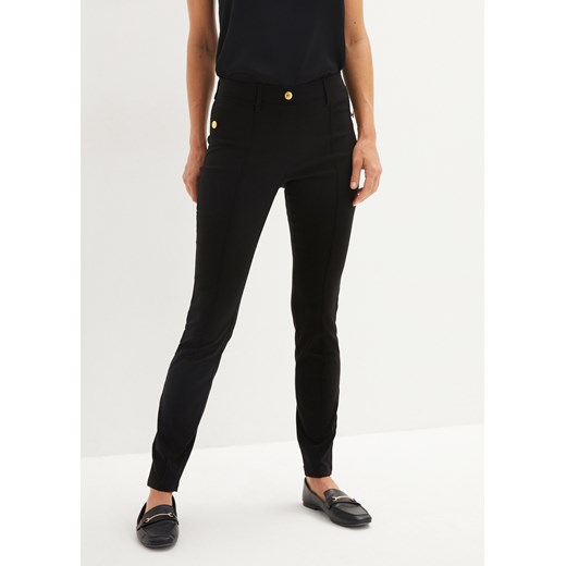 Spodnie ze stretchem, gumką w talii i ozdobnymi guzikami ze sklepu bonprix w kategorii Spodnie damskie - zdjęcie 170606107