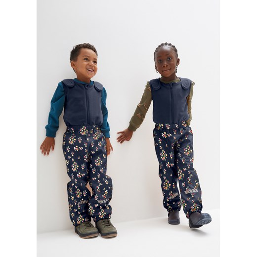 Spodnie dziecięce przeciwdeszczowe, ocieplane, z kwiatowym nadrukiem ze sklepu bonprix w kategorii Spodnie dziewczęce - zdjęcie 170606356