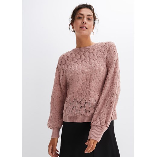 Sweter ażurowy ze sklepu bonprix w kategorii Swetry damskie - zdjęcie 170606488