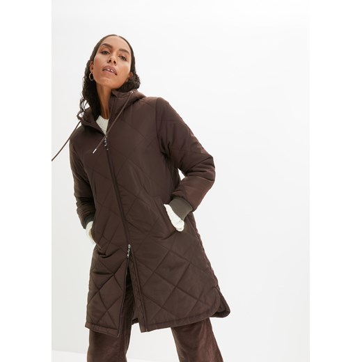 Krótki płaszcz pikowany z kapturem ze sklepu bonprix w kategorii Płaszcze damskie - zdjęcie 170606765