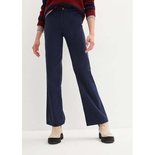 Spodnie ze stretchem z wysoką talia, szerokie nogawki ze sklepu bonprix w kategorii Spodnie damskie - zdjęcie 170607917