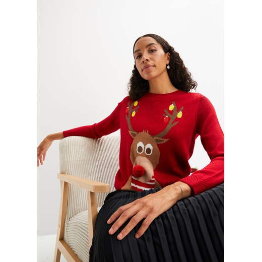 "Sweter bożonarodzeniowy ""Renifer""" ze sklepu bonprix w kategorii Swetry damskie - zdjęcie 170608219