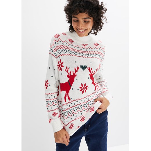 Sweter w norweski wzór golfem 48/50 bonprix