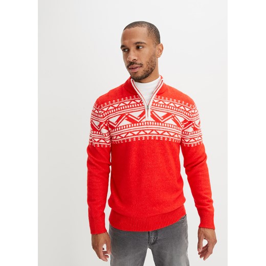 Sweter w norweski wzór, ze stójką ze sklepu bonprix w kategorii Swetry męskie - zdjęcie 170608245