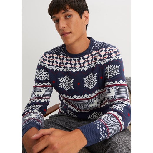 Sweter w norweski wzór, ze zrównoważonego materiału ze sklepu bonprix w kategorii Swetry męskie - zdjęcie 170608959
