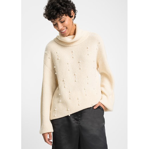 Sweter z perełkami ze sklepu bonprix w kategorii Swetry damskie - zdjęcie 170609616