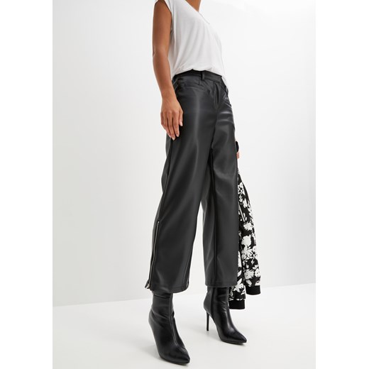 Spodnie ze sztucznej skóry, z zamkiem u dołu nogawek ze sklepu bonprix w kategorii Spodnie damskie - zdjęcie 170610298