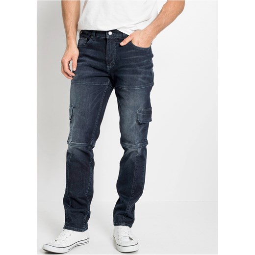 Dżinsy bojówki ze stretchem Slim Fit Straight ze sklepu bonprix w kategorii Jeansy męskie - zdjęcie 170610405
