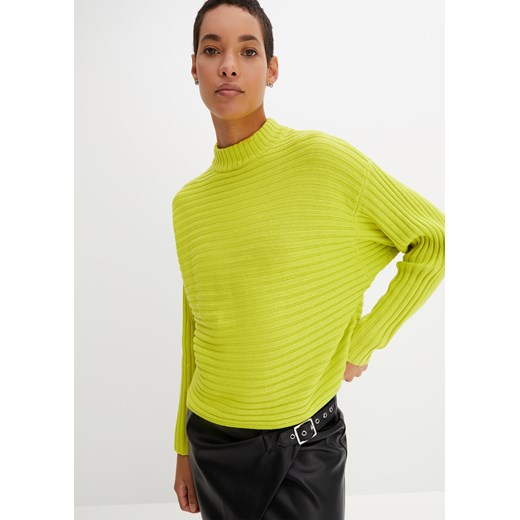 Sweter w prążek, ze stójką ze sklepu bonprix w kategorii Swetry damskie - zdjęcie 170610989