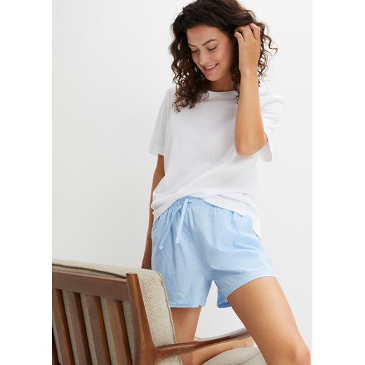 Piżama z shirtem z dżerseju + krótkimi spodniami z tkaniny, z wpuszczanymi kieszeniami + worek na bieliznę ze sklepu bonprix w kategorii Piżamy damskie - zdjęcie 170611549