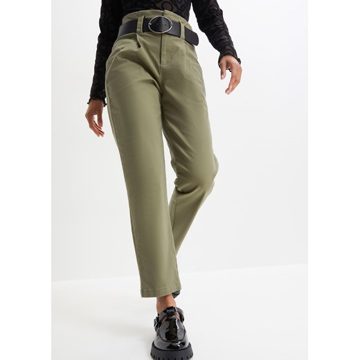 Spodnie z zakładkami poniżej talii i paskiem (2 części) ze sklepu bonprix w kategorii Spodnie damskie - zdjęcie 170611779