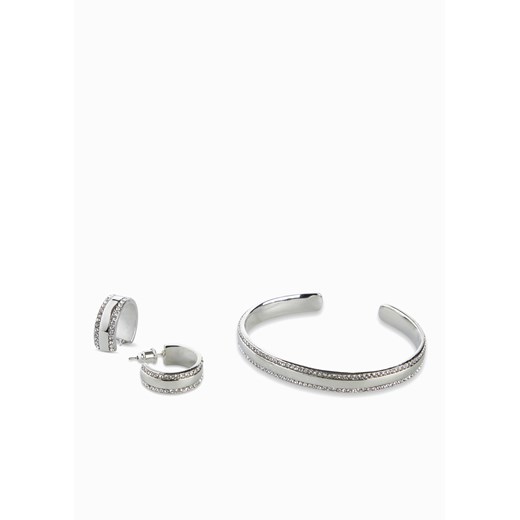 Bransoletka + kolczyki kółka z kryształowymi kamieniami (komplet 3-częściowy biżuterii) ze sklepu bonprix w kategorii Komplety biżuterii - zdjęcie 170612676