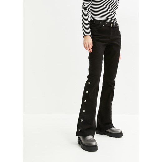 Spodnie twillowe z paskiem i plisą guzikową z boku (2 części) ze sklepu bonprix w kategorii Spodnie damskie - zdjęcie 170613528