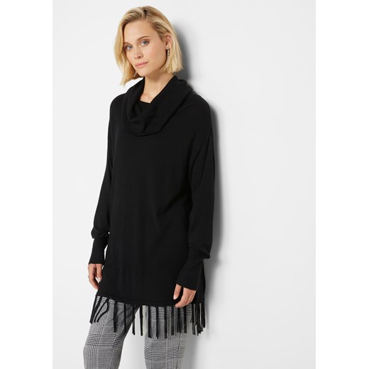 Długi sweter z frędzlami ze sklepu bonprix w kategorii Swetry damskie - zdjęcie 170613778