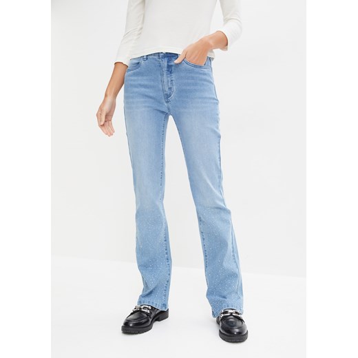 Dżinsy ze stretchem i sztrasami ze sklepu bonprix w kategorii Jeansy damskie - zdjęcie 170614138