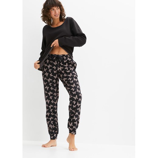 Spodnie do spania z wpuszczanymi kieszeniami i satynowym wiązanym troczkiem ze sklepu bonprix w kategorii Piżamy damskie - zdjęcie 170614255