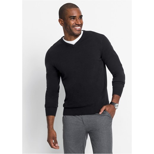 Sweter z dekoltem w serek ze sklepu bonprix w kategorii Swetry męskie - zdjęcie 170614665