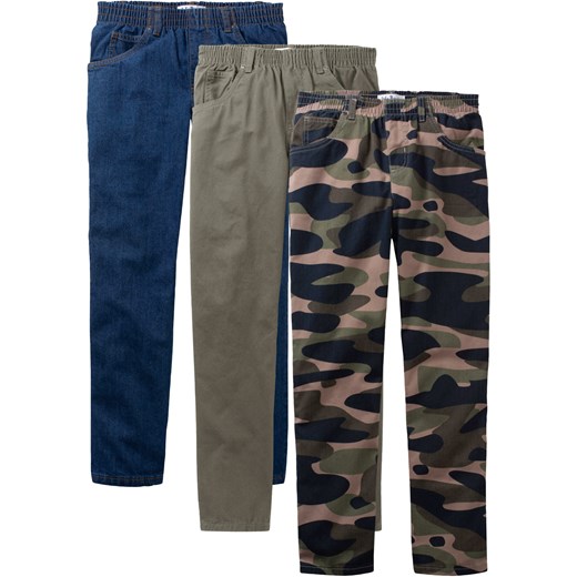 Spodnie chłopięce z gumką w talii (3 pary w opak.), Loose Fit ze sklepu bonprix w kategorii Spodnie chłopięce - zdjęcie 170615127