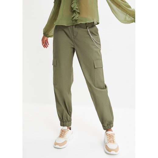Spodnie bojówki z ozdobnym łańcuszkiem ze sklepu bonprix w kategorii Spodnie damskie - zdjęcie 170615136